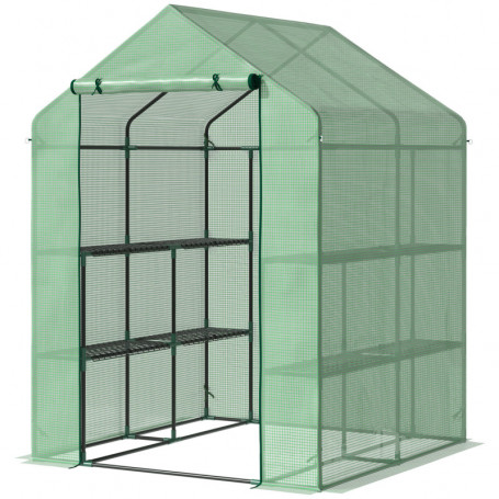 Växthus med 8 Hyllplan, Grön 143 x 138 x 195 cm