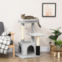 Klösträd i Flernivådesign – 85 cm, Med Kattlåda & Bädd Ljusgrå