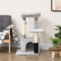 Klösträd i Flernivådesign – 85 cm, Med Kattlåda & Bädd Ljusgrå