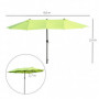 Double Parasol med handvev Grön Oval 460 x 270 x 240 cm