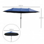 Double Parasol med handvev Blå Oval 460 x 270 x 240 cm