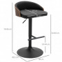 Barstolar 2-pack Justerbar Höjdled Svart - Brun Läder H. 63-83 cm