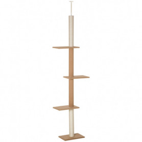 Katträd golv till tak 228–260 cm 3 nivåer ljusbrun plysch & spånskiva