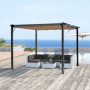 Pergola Kapell med Skjutbart Tak 3 x 4 x 2,23 m Aluminium Grå Brun