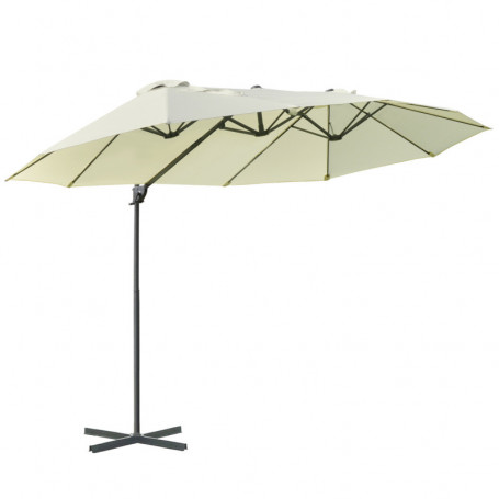 XXL Justerbart Dubbelparasoll 440 x 270 x 250 cm Krämvit