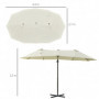 XXL Justerbart Dubbelparasoll 440 x 270 x 250 cm Krämvit