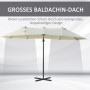 XXL Justerbart Dubbelparasoll 440 x 270 x 250 cm Krämvit