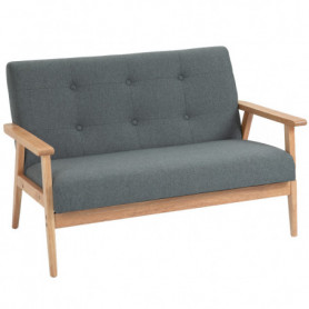 Soffa 2-sits Kompakt Design i Trä, Ek Grå Linne115 x 66,5 x 73 cm