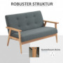 Soffa 2-sits Kompakt Design i Trä, Ek Grå Linne115 x 66,5 x 73 cm