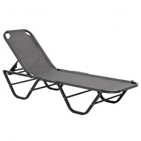 Justerbar Solsäng i Aluminium Textil Grå 163 x 58,5 x 91 cm