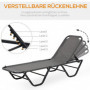 Justerbar Solsäng i Aluminium Textil Grå 163 x 58,5 x 91 cm
