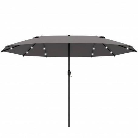 Parasoll 440 x 260 cm med Solcellsdrivna LED-lampor - Mörkgrå