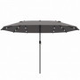 Parasoll 440 x 260 cm med Solcellsdrivna LED-lampor - Mörkgrå