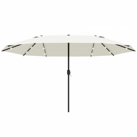 Parasoll 440 x 260 cm med Solcellsdrivna LED-lampor - Krämvit