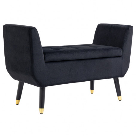Sängbänk Lyx med Förvaring Sammet Svart 107 x 42 x 65 cm