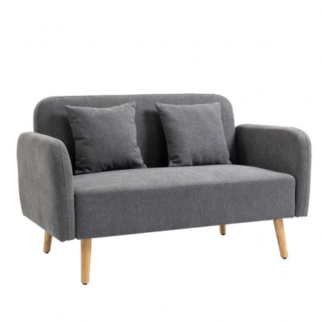 Soffa 2-sits med 2 Kuddar Grå 130 x 70 x 80 cm