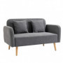 Soffa 2-sits med 2 Kuddar Grå 130 x 70 x 80 cm