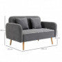 Soffa 2-sits med 2 Kuddar Grå 130 x 70 x 80 cm