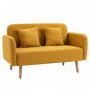 Soffa 2-sits med 2 Kuddar Gul 130 x 70 x 80 cm
