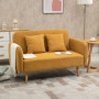 Soffa 2-sits med 2 Kuddar Gul 130 x 70 x 80 cm