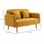 Soffa 2-sits med 2 Kuddar Gul 130 x 70 x 80 cm