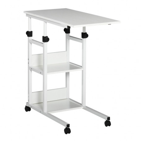 Rullbar Sidobord C-Formad Höjdjusterbart 80 x 40 x 72-82 cm
