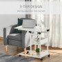 Rullbar Sidobord C-Formad Höjdjusterbart 80 x 40 x 72-82 cm