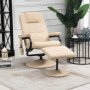 Massagefåtölj med Fotpall Beige Läder 77 x 84 x 95 cm