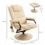Massagefåtölj med Fotpall Beige Läder 77 x 84 x 95 cm
