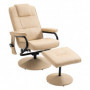 Massagefåtölj med Fotpall Beige Läder 77 x 84 x 95 cm