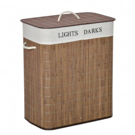 Tvättkorg 15 kg med Tvättbar Påse Brun Bambu 52 x 32 x 63 cm