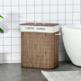 Tvättkorg 15 kg med Tvättbar Påse Brun Bambu 52 x 32 x 63 cm