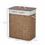 Tvättkorg 15 kg med Tvättbar Påse Brun Bambu 52 x 32 x 63 cm