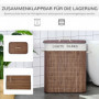 Tvättkorg 15 kg med Tvättbar Påse Brun Bambu 52 x 32 x 63 cm
