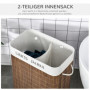 Tvättkorg 15 kg med Tvättbar Påse Brun Bambu 52 x 32 x 63 cm