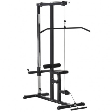 Multigym Dragstängerna Justerbar remskiva och Flera Kabelpositioner Svart