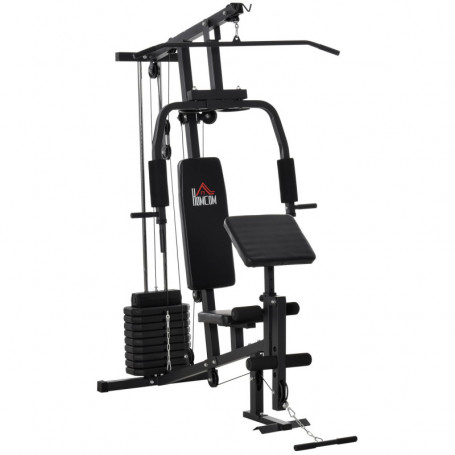 Multigym Kraftstation – 45 kg Viktmagasin, Lat Pulldown, Bröstpress...