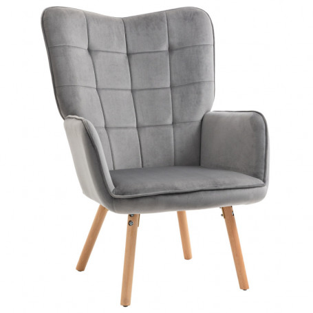 Fåtölj Retro Design Sammet Grå