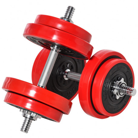2-in-1 Design Hantlar Set med Kort / Långstång,  4 x 1,25 kg + 4 x 2,5 kg Röd