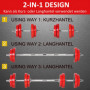 2-in-1 Design Hantlar Set med Kort / Långstång,  4 x 1,25 kg + 4 x 2,5 kg Röd