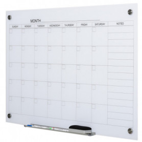 Whiteboard Månadsplanering 90×60 cm med 4 Markörer & Suddgummi (glas)
