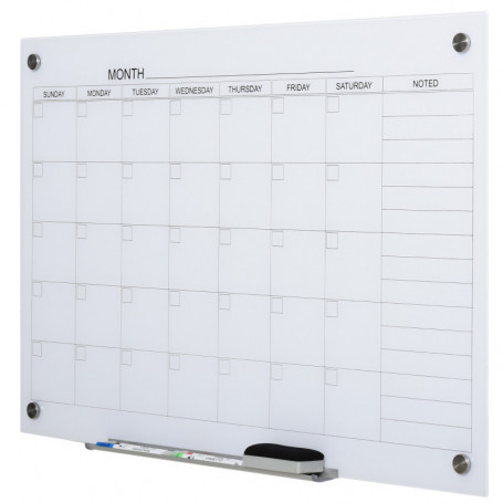 Whiteboard Månadsplanering 90×60 cm med 4 Markörer & Suddgummi (glas)