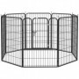 Hundhage med Dörr 8 panel x 80 x 100 cm Svart Metall Anpassningsbar form