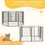 Hundhage med Dörr 8 panel x 80 x 100 cm Svart Metall Anpassningsbar form