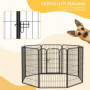 Hundhage med Dörr 8 panel x 80 x 100 cm Svart Metall Anpassningsbar form