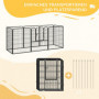 Hundhage med Dörr 8 panel x 80 x 100 cm Svart Metall Anpassningsbar form
