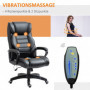 Ergonomisk Kontorsstol med Massagefunktion 6 Vibrationspunkter Svart Läder