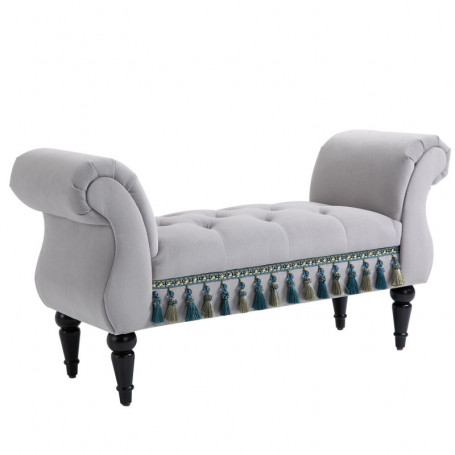 Stoppad Sängbänk Vintage Design 117 x 40 x 58 cm Ljusgrå Sammet