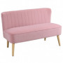 Soffa Retrodesign 2-sits Rosa Sammet, Träben 117 x 56,5 x 77 cm