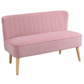 Soffa Retrodesign 2-sits Rosa Sammet, Träben 117 x 56,5 x 77 cm